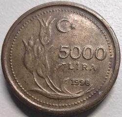 Türkiye 1998 5000 Lira - Atatürk Portreli - Koleksiyonluk Madeni Para