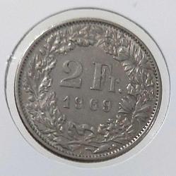 1969 İSVİÇRE 2 FRANK ORİJİNAL MADENİ PARASI 2S1S1Y NADİRDİR