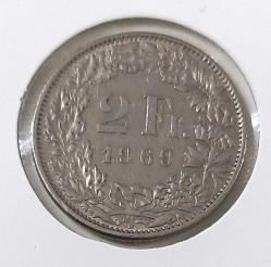 1969 İSVİÇRE 2 FRANK ORİJİNAL MADENİ PARASI 2S1S1Y NADİRDİR