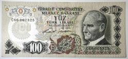 6. Emisyon 1. Tertip 100 Türk Lirası C66 067325 Çil Altı Kondisyonda Koleksiyonluk Eski Para