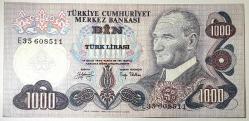 6. Emisyon 2. Tertip 1000 Türk Lirası E35 608511 Çil Altı Kondisyonda Koleksiyonluk Eski Para