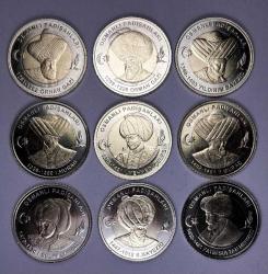 Türkiye 2024 Yılı Darphane Bimetal Padişahlar Serisi 1 Türk Lirası Para Seti 9'Lu