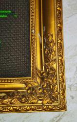 15006-MUHTEŞEM GÜZELLİKDE AHŞAP ALTIN YALDIZ ÇERÇEVELİ GOBLEN DUVAR PANOSU