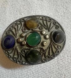 Osmanlı dönemi Telkâri gümüş Enfiye Kutusu Vintage tamamen Gümüş Mücevher Kutusu Keçe Kaplamalı Yarı Değerli Taşlar Oval Süslü