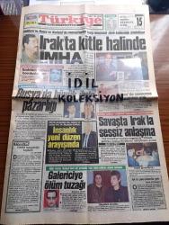Türkiye Gazetesi - Turkish Newspaper - 10 Mart 1991 - Hedef hoşgörülü toplum yazan Yalçın Özer başmakale - Irak'ta kitle halinde imha - Saddamın Basra ve kerbela'da muhaliflerine karşı kimyasal kullandığı bildiriliyor - arkadaşımız Sebahattin Önkibar Erhaç'taki füze bataryaları önünde fotoğraf - Köln'de düzenlenen ilmi toplantıya katılan Profesör Doktor Necmettin Erbakan - Başbakan Yıldırım Akbulut Irak halkının zarar görmesini istemedik dedi - Pazar sohbeti yazan Tarık Buğra - Milliyetçi Çalışma Partisi Başkanı Alparslan Türkeş partizanlık en büyük dert - DYP genel başkanı Süleyman Demirel Irak'ta herkesin parmağı var dedi - Nokta dergisinin iddiasına göre Semra Özal'a suikast ihbarı - Arnavutluk'ta devlet terörü - Hümeyra yazan Oğuzhan Alioğlu Yazı Dizisi - Veysel Karani yazan Abdurrahman Çapar çizen Kaan Ömer - televizyon programı - Galatasaray'a güvenoyu - Beşiktaş teknik direktörü Gordon Milne arayışta - Trabzonspor Hiddink'i uğurladı - Trabzonspor 3 Fenerbahçe 0 fotoğraflar
