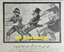 Osmanlıca Karagöz Mizah Dergisi-Gazetesi, Orijinal Dönem Basım, (Ottoman Magazine-Newspaper-Journal Illustré Cara-Gueuz) - 11 Kasım (Teşrin-i Sani) 1925 - Sayı: 1842 - Hicri: 23 Rebiülahir 1344 - Karikatür: Yeni Vergilerin Altında 
