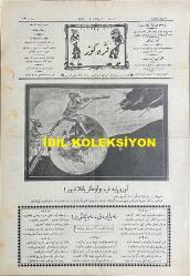 Osmanlıca Karagöz Mizah Dergisi-Gazetesi, Orijinal Dönem Basım, (Ottoman Magazine-Newspaper-Journal Illustré Cara-Gueuz) - 7 Nisan 1926 - Sayı: 1884 - Karikatürist Kozma Togo'nun Çalışması: Avrupa'ya Kara Bulutlar Yaklaşıyor! 
