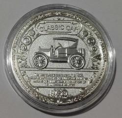 Gümüş Kaplama renkli Klasik Otomobil görselli hatıra madalyon