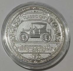 Gümüş kaplama renkli otomobil görselli hatıra madalyon