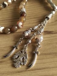 Akik Doğal Taşlı Tespih, 8 Mm, 33'Lük, Koleksiyonluk, Özel Metal Tasarım...