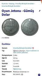 USA; GÜMÜŞ DOLLAR OYUN JETONU (NİKEL)