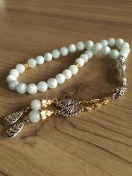 Doğal Green Anjelit Tespih (Melek taşı), 33'Lü, 8 Mm - Koleksiyonluk