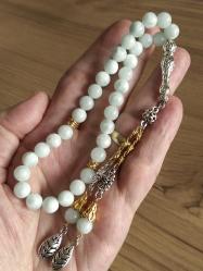 Doğal Green Anjelit Tespih (Melek taşı), 33'Lü, 8 Mm - Koleksiyonluk