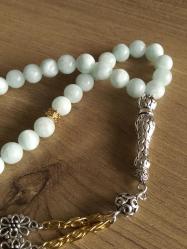 Doğal Green Anjelit Tespih (Melek taşı), 33'Lü, 8 Mm - Koleksiyonluk