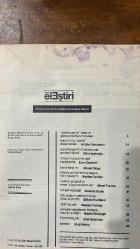 ÇAĞDAŞ ELEŞTİRİ, EDEBİYAT, SANAT, SORUNLAR VE KURAMLAR DERGİSİ - YIL: 3 SAYI: 4 NİSAN 1984 - BERNA MORAN - EMİN ÖZDEMİR - MUSTAFA DURAK - ŞÜKRAN KURDAKUL - AHMET OKTAY - GENCO ERKAL - NİLÜFER KURUYAZICI - ZEHRA İPŞİROĞLU - UFUK ÜSTERMAN - HÜSEYİN YURTTAŞ - MURAT TUNCAY - ERCAN ARIKLI - TANJU GÖKÇÖL - ADNAN BENK - MAZHAR CANDAN - NEBİLE DİREKÇİGİL - ULUĞ NUTKU  BATILILAŞMA TÜRK ROMANININ ANA SORUNSALINI, İŞLEVİNİ, KURULUŞUNU VE TİPLERİNİ ÖNEMLİ ÖLÇÜDE BELİRLER - 100. DOĞUM YILDÖNÜMÜNDE ÖMER SEYFETTİN - GALILEO GALILE VE BERTOLT BRECHT ÜZERİNE - GALILEO GALILEİ ÜZERİNE GENCO ERKAL’LA BİR SÖYLEŞİ - BRECHT’İN ÜÇ GALILE DÜZENLEMESİ - BERTOLT BRECHT’İN TİYATROSUNDA GROTESK ÖĞELER - ROMANIMIZ ÜZERİNE YENİ SAPTAYIMLAR - KENTE KARŞI KIR - ÖLÜMLE GÜDÜMLENMİŞ YAŞAMI HEMINGWAY’İN - MUHSİN ERTUĞRUL VE ONUN DÜŞÜNCE KIRINTILARI - GİBİ’SİZ ŞİİR - YERLEŞİK KALIPLARDAN ÖZDEŞLİK ARAYIŞINA DOĞRU - TANITMALAR - SATRANÇ - 66 SAYFA