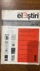 ÇAĞDAŞ ELEŞTİRİ, EDEBİYAT, SANAT, SORUNLAR VE KURAMLAR DERGİSİ - OCAK 1985  ALBERT JACQUARD - EMİN ÖZDEMİR - MUSTAFA BAYKA - ABDÜLKADİR BULUT - AYDIN YALKUT - AHMET NECDET - ZEKİ COŞKUN - MEHMET MELİH YÜRÜŞEN - BEDİA AKARSU - GEORGE STEINER - JALE BAYSAL - YUSUF ÇOTUKSÖKEN - EFDAL SEVİNÇLİ - ÖZDEMİR NUTKU - GÜL IŞIK - ÜMİT GÜROL - HÜSEYİN YURTTAŞ - FİKRET DEMİRAD - RAMİS DARA - MAURICE BLANCHOT - ULUĞ NUTKU - ERCAN ARIKLI - ADNAN BENK - AYDIN YALKUT - CEYDA YAZICIOĞLU - ÖMER BARANİOĞLU - CİHAT SÖYLEMEZ  TANITMALAR - BEDİA AKARSU İLE FELSEFE, DİL, KÜLTÜR VE AHLAK KONUSUNDA SÖYLEŞİ - NOBEL ÖDÜLÜ ÇEVRESİNDE DÖNEN DOLAPLAR - DİVAN EDEBİYATI ÜZERİNE TANITICI BİR YAZI - TÜRKÇE SÖZLÜK ÜZERİNE NOTLAR - NAMIK KEMAL’İN TİYATRO GÖRÜŞLERİ - ORTAOYUNUNDA “YABANCILAŞTIRMA” KAVRAMI - İDDİA FAZLA, METİN EKSİK - MARCO POLO VE TÜRKLER - GECEDE KANAT SESLERİ - AKDENİZLİ ŞİİRLER VE AŞK SÖZLERİ - CELLADIMA GÜLÜMSERKEN - BELGELER - ANIŞMALAR - KAYNAKÇA - SATRANÇ  - 66 SAYFA