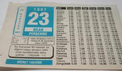 23 Ocak 1997-Orijinal Takvim Yaprağı-Doğum Günü-Söz,Nişan,Nikâh,Düğün ve Önemli Günler Hediyesi-Hicret Takvimi-Ayet(Hücurat-11)-Bab-ı Ali Baskını(1913)-Ramazan Ayı-Namaz Hakkında-Atasözü