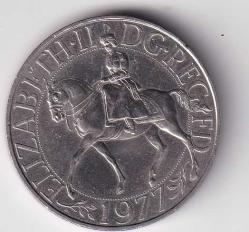 Koleksiyon ürünü Ingiltere, 25 Pence (1977) ''Saltanatın Gümüş Jübilesi'' ÇİL Eski Yabancı Hatıra Madeni Para