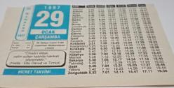 29 Ocak 1997-Orijinal Takvim Yaprağı-Doğum Günü-Söz,Nişan,Nikâh,Düğün ve Önemli Günler Hediyesi-Hicret Takvimi-Ayet(Hadis)-Ebu Davud ve Tirmizi)-İlk Türkçe Ezanın Fatih Camii'nde Okutturulması(1932)-Ramazan ve İtikaf-Peygamberimiz(SAV)-Hikmetler