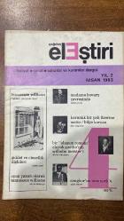 ÇAĞDAŞ ELEŞTİRİ, EDEBİYAT, SANAT, SORUNLAR VE KURAMLAR DERGİSİ -NİSAN 1983  TENNESSEE WILLIAMS - TAHŞİN YÜCEL - BİLGE KARASU - FATİH ÖZGÜVEN - NİLÜFER KURUYAZICI - TOMRİS UYAR - NEBİLE DİREKÇİGİL - SABRİ ALTINEL - SEZER TANSUĞ - FATMA AKERSON - TARIK DURSUN K. - NAMIK KEMAL - EMİN ÖZDEMİR - ROMAN INGARDEN - ULUĞ NUTKU - ERCAN ARIKLI - TANJU GÖKÇÖL - ADNAN BENK - AYDIN YALKUT - CEYDA YAZICIOĞLU - ÖMER BARANİOĞLU - CİHAT SÖYLEMEZ  EZİLMİŞ PETUNYALAR OLAYI - OYUN YAZARI OLARAK TENNESSEE WILLIAMS - ŞİDDET VE CİNSELLİK İLİŞKİLERİ - KARANLIK BİR YALI ÜZERİNE METİN - MADAME BOVARY ÇEVRESİNDE - SENGHOR’UN NEW YORK’U - DİLİN GÜCÜ YOKSA GÖZÜNDE Mİ YOK? (YA DA TERSİ) - “ÖLÜ ALBAYIN KIZLARI” ÜSTÜNE NOTLAR - ALDIM PRÉVERT’İ ÖNÜME… - BELGELER - ANIŞMALAR - TANITMALAR - KAYNAKÇA - SATRANÇ - 66 SAYFA - İdil Koleksiyon