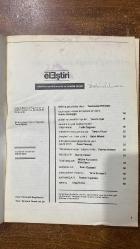 ÇAĞDAŞ ELEŞTİRİ, EDEBİYAT, SANAT, SORUNLAR VE KURAMLAR DERGİSİ -NİSAN 1983  TENNESSEE WILLIAMS - TAHŞİN YÜCEL - BİLGE KARASU - FATİH ÖZGÜVEN - NİLÜFER KURUYAZICI - TOMRİS UYAR - NEBİLE DİREKÇİGİL - SABRİ ALTINEL - SEZER TANSUĞ - FATMA AKERSON - TARIK DURSUN K. - NAMIK KEMAL - EMİN ÖZDEMİR - ROMAN INGARDEN - ULUĞ NUTKU - ERCAN ARIKLI - TANJU GÖKÇÖL - ADNAN BENK - AYDIN YALKUT - CEYDA YAZICIOĞLU - ÖMER BARANİOĞLU - CİHAT SÖYLEMEZ  EZİLMİŞ PETUNYALAR OLAYI - OYUN YAZARI OLARAK TENNESSEE WILLIAMS - ŞİDDET VE CİNSELLİK İLİŞKİLERİ - KARANLIK BİR YALI ÜZERİNE METİN - MADAME BOVARY ÇEVRESİNDE - SENGHOR’UN NEW YORK’U - DİLİN GÜCÜ YOKSA GÖZÜNDE Mİ YOK? (YA DA TERSİ) - “ÖLÜ ALBAYIN KIZLARI” ÜSTÜNE NOTLAR - ALDIM PRÉVERT’İ ÖNÜME… - BELGELER - ANIŞMALAR - TANITMALAR - KAYNAKÇA - SATRANÇ - 66 SAYFA