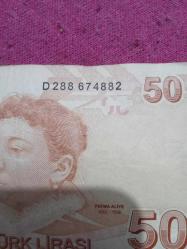 50 TL Radar para tersten temiz tekrarlayan numara 288/882