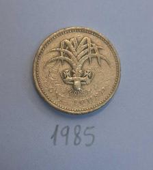 1985 İNGİLTERE   1  POUND Kraliçe Elizabeth  Galler Pırasası Görselli Haliyle