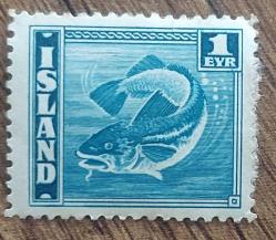 İzlanda 1939 1 Eyrir Morina Balığı- damgalı