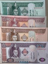 4 adet Yabancı Kağıt Para Lotu ÇİL Moğolistan