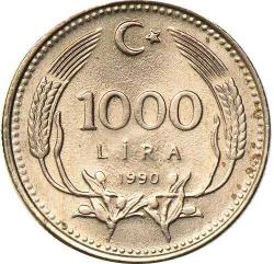 Türkiye Cumhuriyet 1990  Yılı 1000 Lira 8251