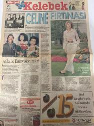 KELEBEK GAZETESİ DOĞUM GÜNÜ HEDİYESİ (TURKISH NEWSPAPPER) - 20 OCAK 1997 - TAM TAKIM 4 SAYFADIR -Celine Dion-Atilla Şereftuğ-Yasemin Boran-Ayşe Arman-Elif Dağdeviren-Azize Bergin-Tarık Akan-Yılmaz Güney-Muzaffer Ersoy-Celin fırtınası-Haziranda Türkiyede-Atilla ile Eurovision zaferi-Kanadadan çıkıp dünyayı fethetti-Eşler birbirine benzemeye başlarsa-Kumbara da biriken küçük hayatlar-Gökten yağan kutsal helva-Beden diline kulak verin-Fahişe altı olanların protestosu-Üsküdara giderken-Tek tek-Anayla röportaj-Haftanın özeti