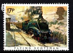 Büyük Britanya 22 Ocak 1985  Büyük Batı Demiryolu'nun 150. Yıldönümü Damgalı 17P Çok Renkli Uçan İskoç