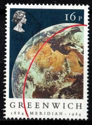 Büyük Britanya  26 Haziran 1984 Greenwich Meridyeninin 100. Yıldönümü  Damgalı 16P