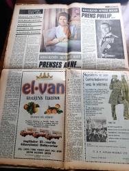 Milliyet Kraliçe Elizabeth'in Türkiye Gezisi Özel Gazetesi - 1971 - Kraliçe Elizabeth II fotoğrafı - kraliçe Elizabeth'in amcası Kral 8. Edward 1936'da Atatürk'le beraberdi Fotoğrafı - İngiliz Dışişleri Bakanı Sir A. D. Home'un mesajı - Türk Dışişleri Bakanı Olcay'ın mesajı - Sultan Abdülaziz'in Londra'ya ziyareti o devrin İngiliz gazetelerinde böyle resimlenmişti - Lord Kinross bir gerçeği açıklıyor - Türk İngiliz dostluğu yazan Toynbee - İngiltere kendisini yeniliyor yazan Sami Kohen - İngiliz ekonomisi yazan Ali Gevgili - Lord Curzon milli mücadele'den önce Mustafa Kemal'e özel bir elçi göndermişti - eskiden Başbakan kraliçenin önünde diz çökerdi şimdi yanında sigara bile içebiliyor - İngiltere'deki 600 şirketi kapsayan şirketler Grubu The George Cohen - İngiltere'de seks hayatı öyle serbestleşti ki okullarda genç kızlara doğum haplarınızı almayı unutmayın deniliyor - Romano Santi restaurant - yeni boğaz köprüsü Cleveland Bridge ve Engineering Limited Hochtief firmaları ortaklığı