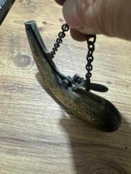 Antika Osmanlı dönemi Motifli Pirinç Barutluk