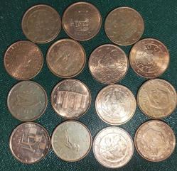 15 ADET FARKLI ÜLKELERİN 1 EURO CENTLERİ