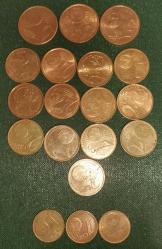 19  ADET FARKLI ÜLKELERİN 3 ADET 5 CENT - 13 ADET 2 EURO CENT - 3 ADET 1 CENTLERİ