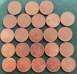 FRANSA  1999 - 2023 ARASI  23 ADET  1 EUROCENT  SADECE 2001 - 2002 - 2019  EKSİK