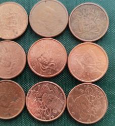FRANSA  1999 - 2023 ARASI  23 ADET  1 EUROCENT  SADECE 2001 - 2002  EKSİK