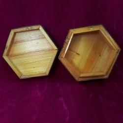 VINTAGE İRAN HATEMİ ALTI KÖŞELİ EL YAPIMI AHŞAP KUTU