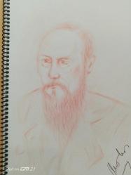 Fyodor Mihayloviç DOSTOYEVSKİ. Sanatçı imzalı portresi.