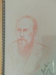 Fyodor Mihayloviç DOSTOYEVSKİ. Sanatçı imzalı portresi.