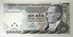 7. Emisyon 4. Tertip 10 Bin Türk Lirası I85 465569 Nadir Aralık Çil Kondisyonda Koleksiyonluk Eski Para