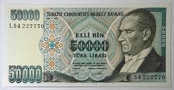 7. Emisyon 2. Tertip 50 Bin Türk Lirası L54 227770 Çil Kondisyonda Koleksiyonluk Eski Para