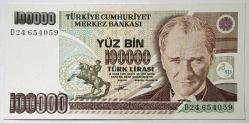 7. Emisyon 2. Tertip 100 Bin Türk Lirası D24 654059 Çil Kondisyonda Koleksiyonluk Eski Para