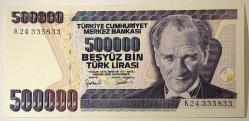 7. Emisyon 4. Tertip 500 Bin Türk Lirası K24 335833 Çil Kondisyonda Koleksiyonluk Eski Para