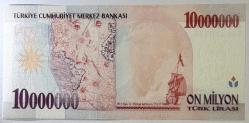 7. Emisyon 1. Tertip 10 Milyon Türk Lirası G86 135755 Çil Kondisyonda Koleksiyonluk Eski Para