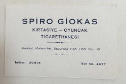 Spiro Giokas Kırtasiye -Oyuncak Ticarethanesi Firma Kartı