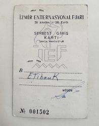İzmir Enternasyonel Fuarı Serbest Giriş Kartı 1961