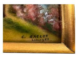 Fransız Limoges Marka Emaye Üzeri Kabartmalı El Boyama Dekoratif Tablo - 28 cm x 24 cm